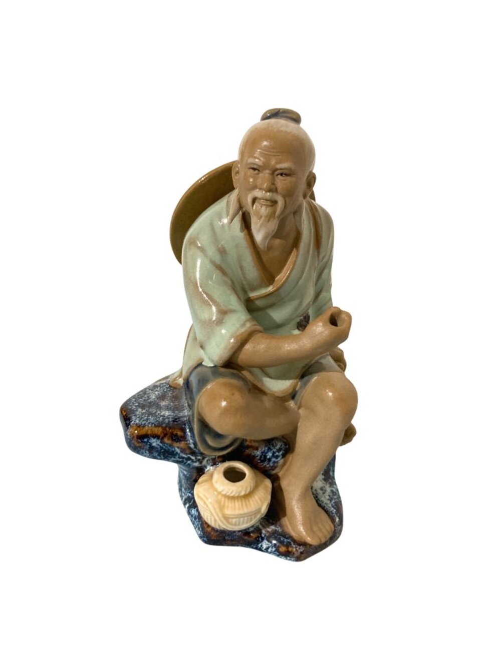 Chinese Mudman Biscuit Figurine Vintage Fisherman Mud Man